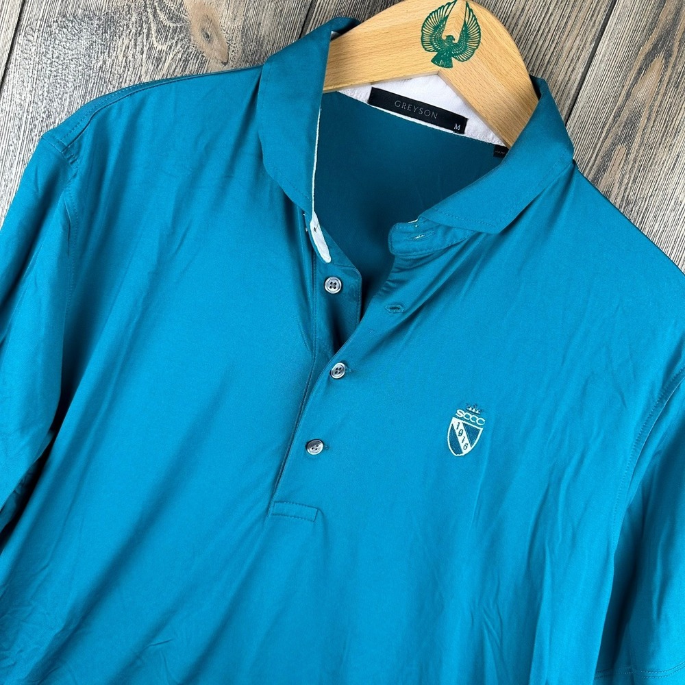 Greyson Performance Polo Shirt Mens Medium Teal St Clair CC Golf Athletic